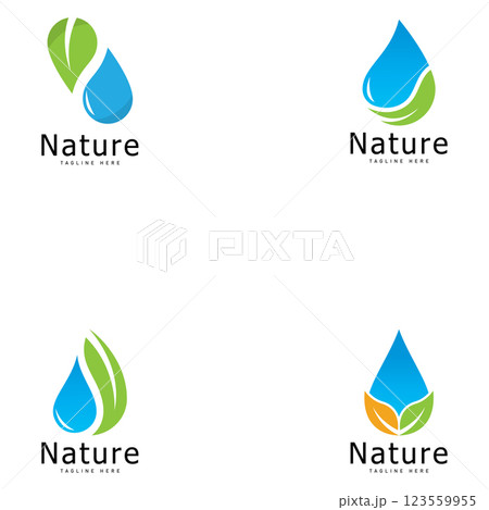 set of nature logo vector illustration  leaf water drop logo template icon 123559955