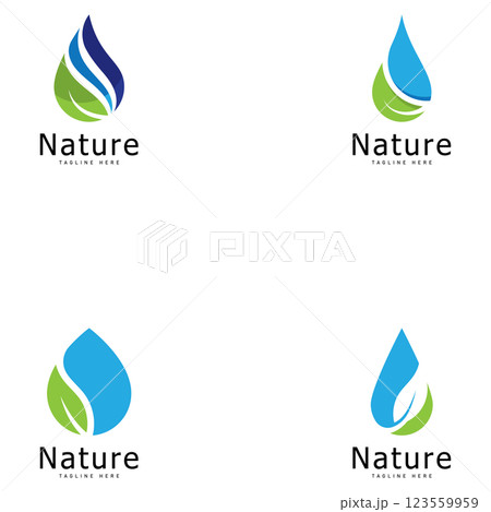 set of nature logo vector illustration  leaf water drop logo template icon 123559959