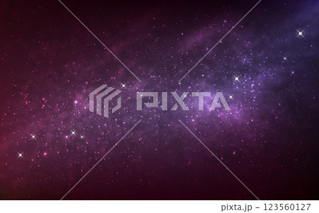 Space background. Realistic dark cosmos. Distant color nebulae. Deep space with constellations. Fantasy shining universe with stars. Glowing galaxy wallpaper. Vector illustration 123560127