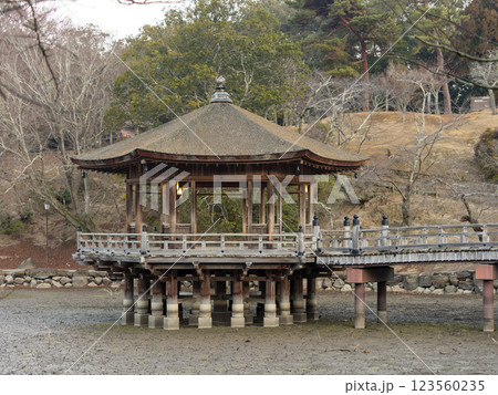 奈良公園鷺池の浮見堂 123560235