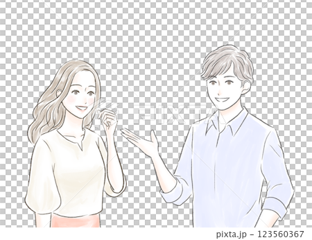 楽しく会話する男女 楽しく会話する男女 123560367