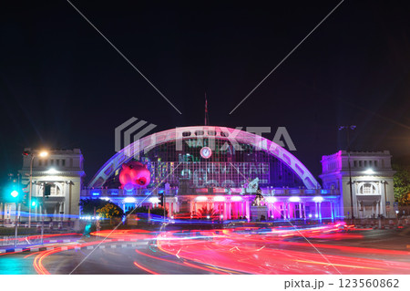 Moodeng at Hua Lamphong Railway Station in Bangkok 123560862