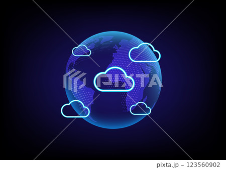Abstract background with global futuristic and cloud 123560902