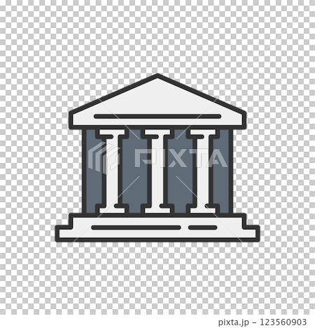 銀行・金融機関の建物アイコン ビジネス・法律・経済・公共機関向けのシンプルな線画 123560903