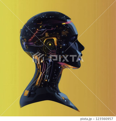 Futuristic AI Profile with Circuit Design and Gradient Background Futuristic AI Profile with Circuit Design and Gradient Background 123560957
