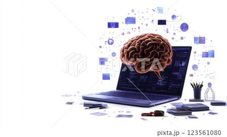 AI Enhanced Creativity with Brain Concept and Laptop Visualization 123561080