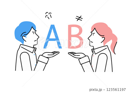 意見や考えが合わない若い男女のイメージイラスト 123561197