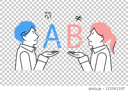 意見や考えが合わない若い男女のイメージイラスト 123561197