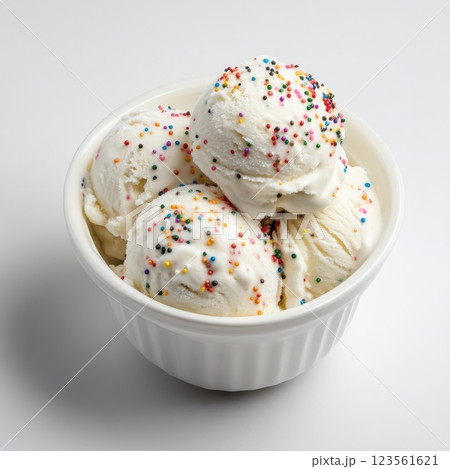 Delicious Bowl of Ice Cream with Colorful Sprinkles on Top 123561621