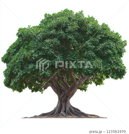 Sturdy Tree with a Thick Trunk and a Wide Canopy in Nature Sturdy Tree with a Thick Trunk and a Wide Canopy in Nature 123561970