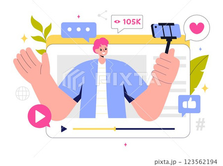 Content Creation Vector Illustration featuring Digital Marketing Copywriting, Social Media Engagement, Content Customization and Community Interaction 123562194