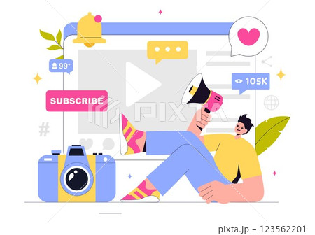 Content Creation Vector Illustration featuring Digital Marketing Copywriting, Social Media Engagement, Content Customization and Community Interaction Content Creation Vector Illustration featuring Digital Marketing Copywriting, Social Media Engagement, Content Customization and Community Interaction 123562201