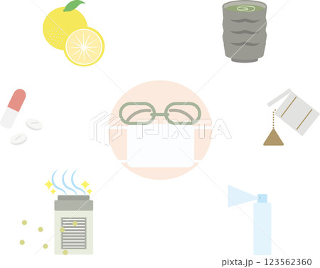 花粉対策の様々なもののイラストセット 123562360