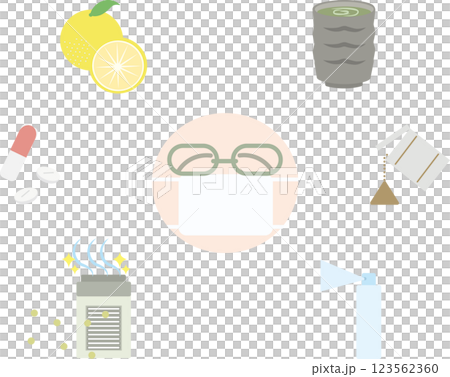 花粉対策の様々なもののイラストセット 123562360