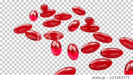 The Red pill for Astaxanthin or Heathy concept 3d Rendering. 123563375