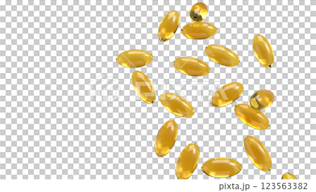 The Yellow pill for Fish oil or Heathy concept 3d Rendering. 123563382