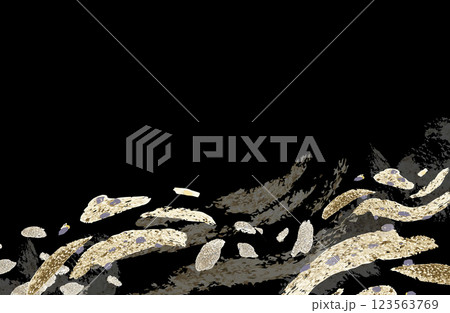 和風黒×金色背景ベクターイラスト素材 筆 金箔 123563769