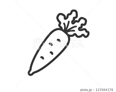 ダイコンのアイコン（線画）のイラスト 123564178