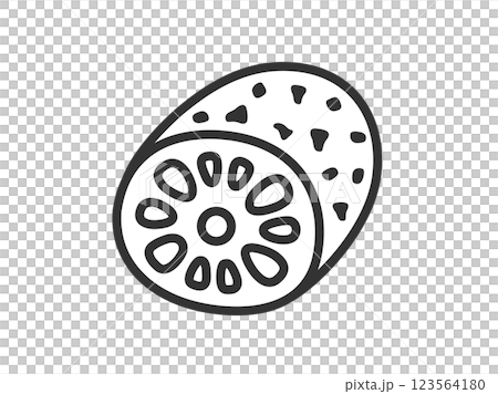 レンコンのアイコン（線画）のイラスト 123564180