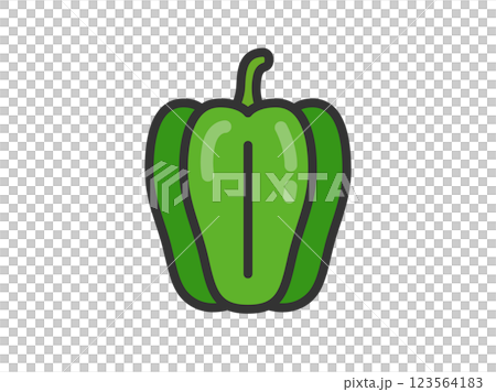 緑色のピーマンのアイコン（線画カラー）のイラスト 123564183