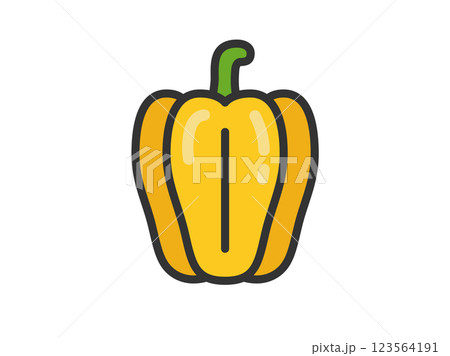 黄色のパプリカのアイコン（線画カラー）のイラスト 123564191