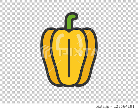 黄色のパプリカのアイコン（線画カラー）のイラスト 123564191