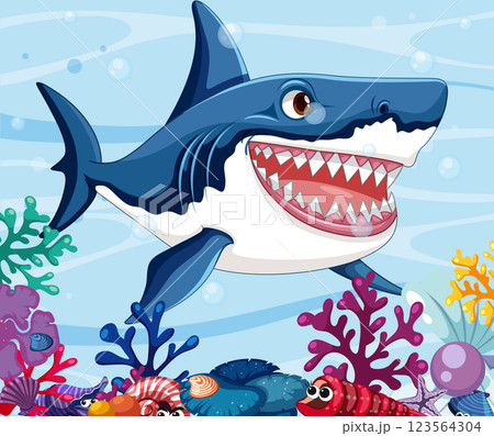 Colorful Underwater Shark Adventure 123564304
