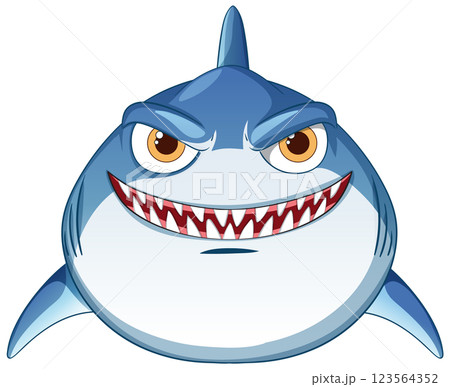 Smiling Cartoon Shark Illustration 123564352