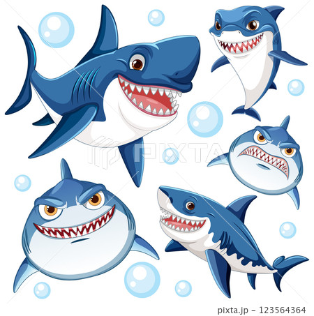 Playful Sharks in Ocean Adventure 123564364