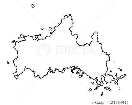 少しゆるい白い山口県地図 中国地方 少しゆるい白い山口県地図 中国地方 123564413