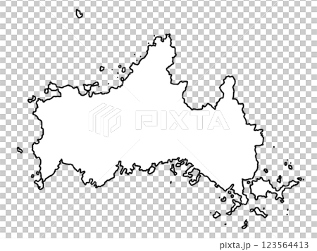 少しゆるい白い山口県地図 中国地方 少しゆるい白い山口県地図 中国地方 123564413