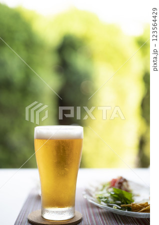 真夏に美味しい生ビールとタコス 真夏に美味しい生ビールとタコス 123564429
