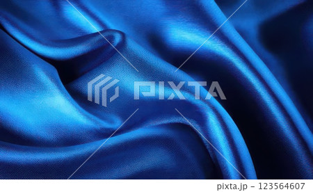 《AI画像》青いサテン生地 123564607