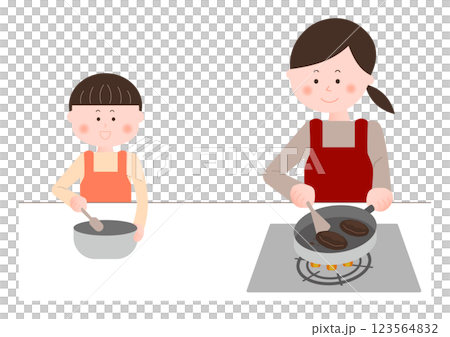 父母和孩子做飯 123564832