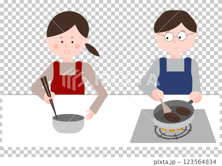 做飯的男人和女人 123564834