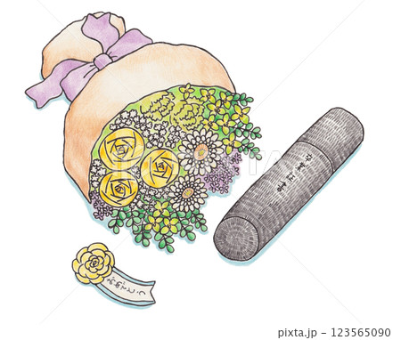 花束と卒業証書のイラスト 123565090