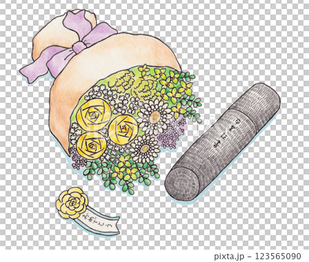 花束と卒業証書のイラスト 123565090