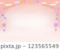 ピンク色の空と気球の背景 123565549
