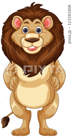 Cartoon Lion with Friendly Expression 123565806