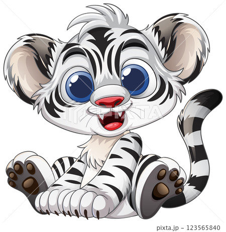 Adorable Baby Tiger Cartoon Illustration 123565840