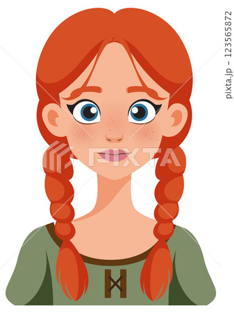 Red-Haired Woman with Braids 123565872