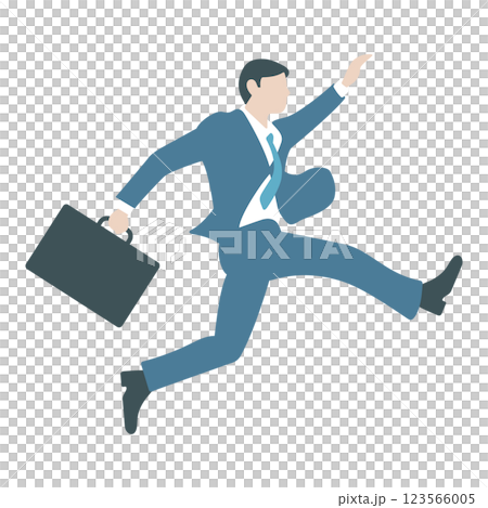 ジャンプするビジネスマンのイラスト 123566005