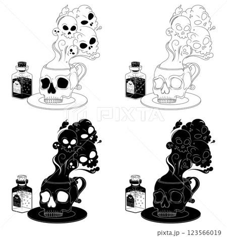 Poisoned Tea Cup and Skulls for Halloween 123566019