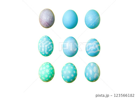 PNG, Easter, set of painted Easter eggs, isolated on white background 123566182