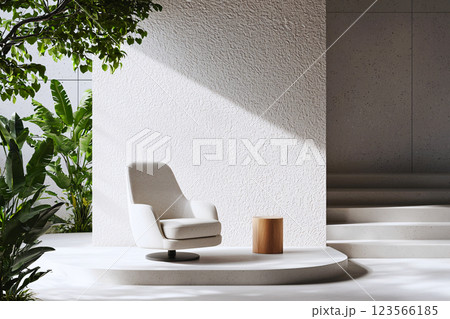 Luxury furniture branding designer chair mockup in a stylish and artistic interior space 123566185