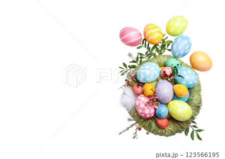 PNG, Easter, set of painted Easter eggs, with flowers, with space for text, isolated on white background PNG, Easter, set of painted Easter eggs, with flowers, with space for text, isolated on white background 123566195