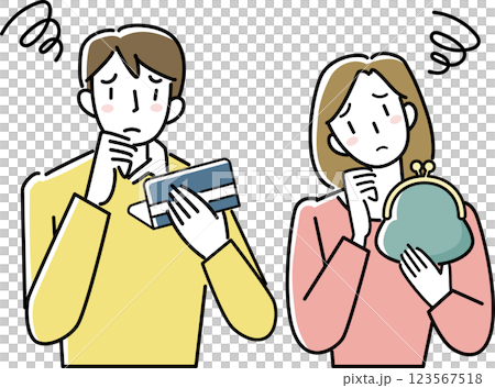 Upper body of a young couple worried about money 123567518