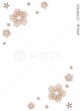 上下に茶色の桜が咲いているフレーム 123567621
