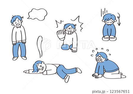 ネガティブな人のイラストセット 123567651