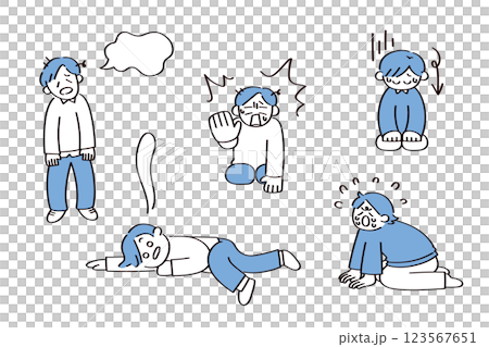 ネガティブな人のイラストセット 123567651